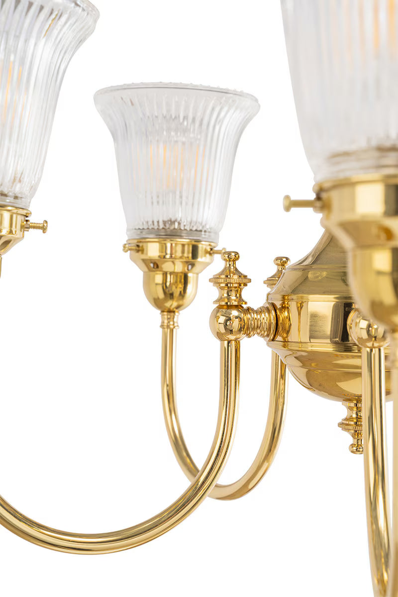 Luke 5 Light Pendant Light Arms Up with Zipper Shades Polished Brass & Clear - 3090350