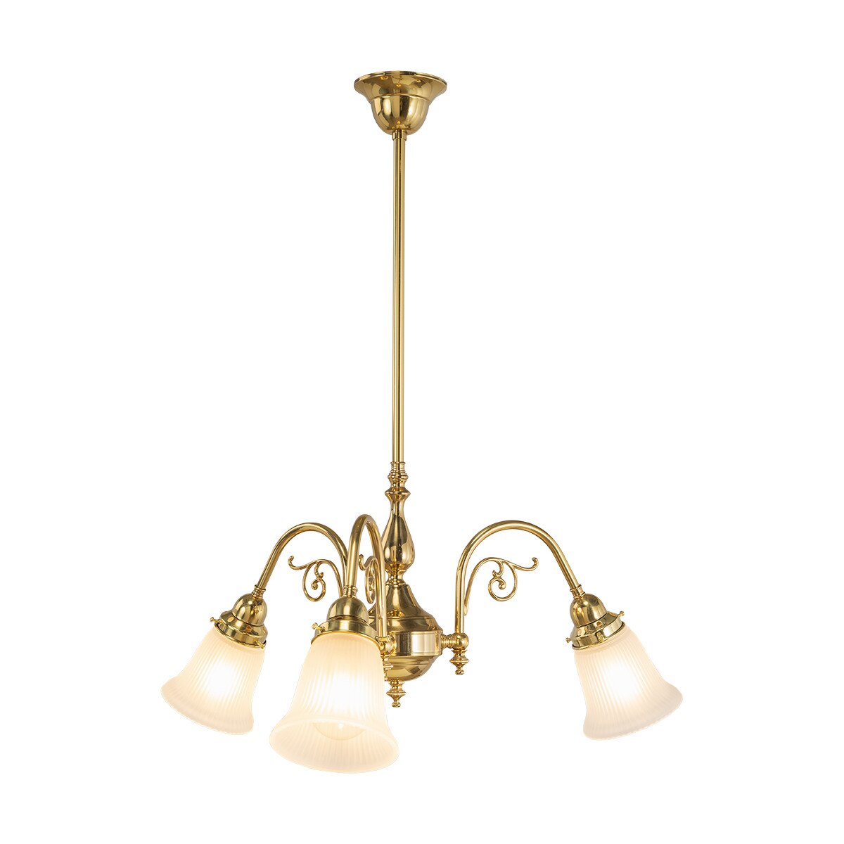 Victoriana 3 Light Pendant Light with Zipper Shade Polished Brass & Frost - 3090356