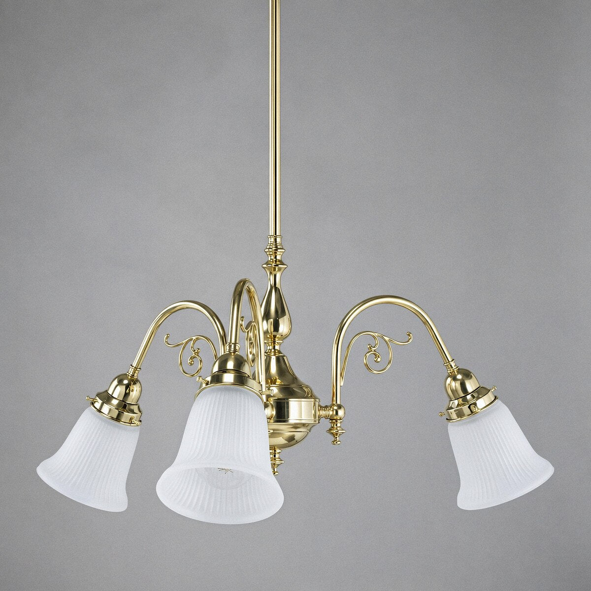 Victoriana 3 Light Pendant Light with Zipper Shade Polished Brass & Frost - 3090356