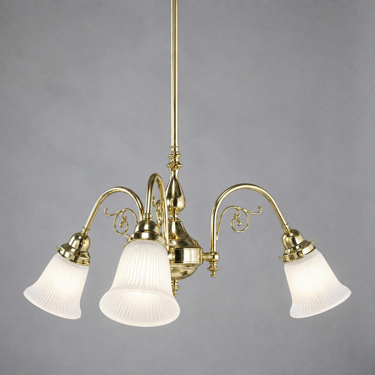 Victoriana 3 Light Pendant Light with Zipper Shade Polished Brass & Frost - 3090356