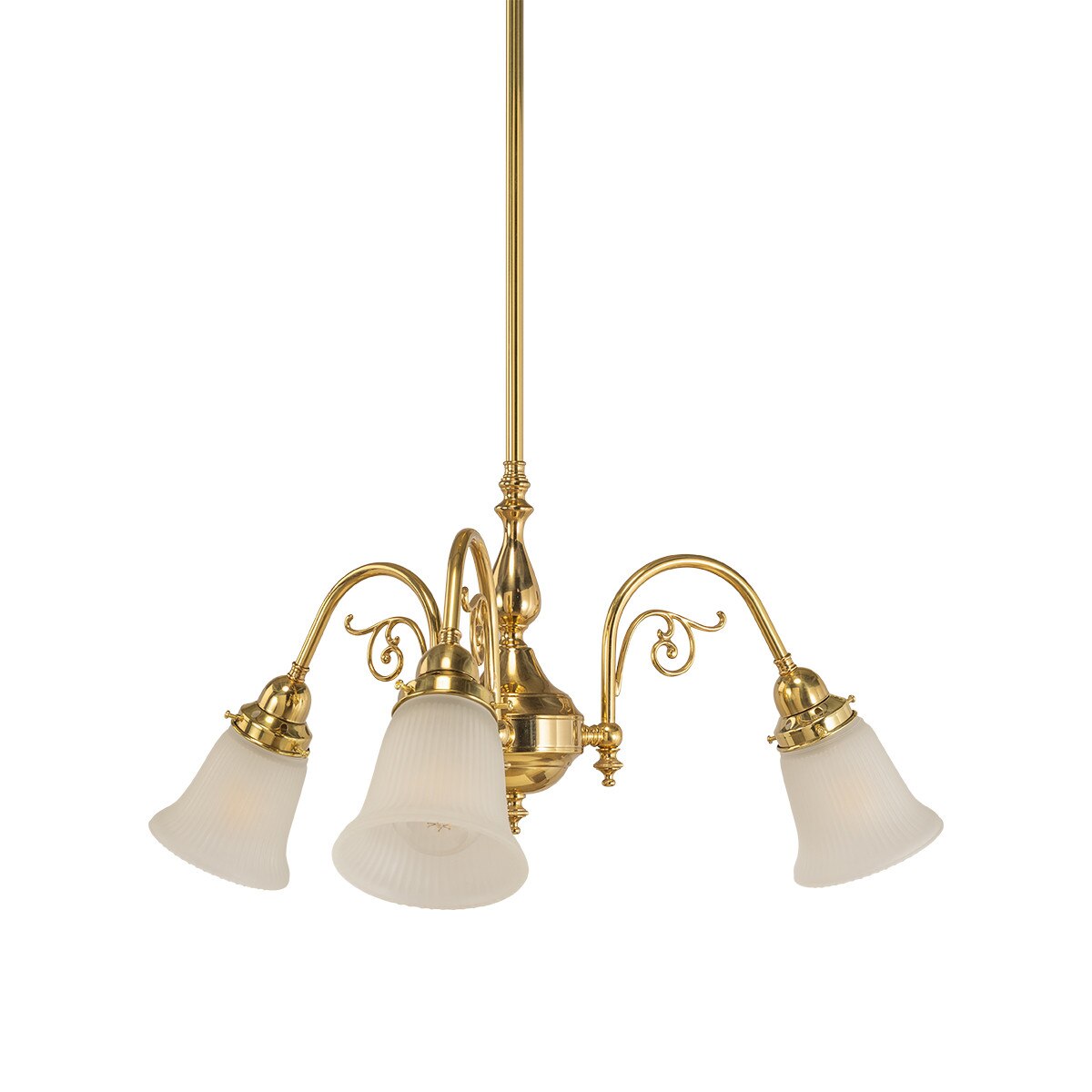 Victoriana 3 Light Pendant Light with Zipper Shade Polished Brass & Frost - 3090356