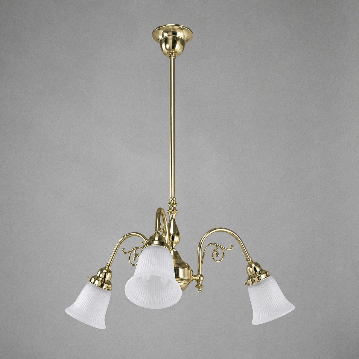 Victoriana 3 Light Pendant Light with Zipper Shade Polished Brass & Frost - 3090356