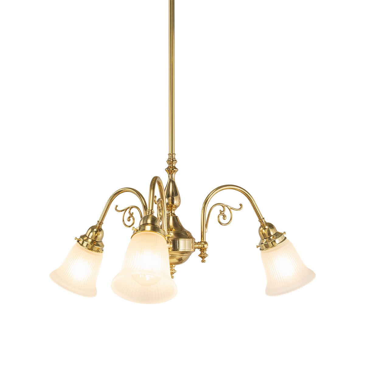 Victoriana 3 Light Pendant Light with Zipper Shade Polished Brass & Frost - 3090356