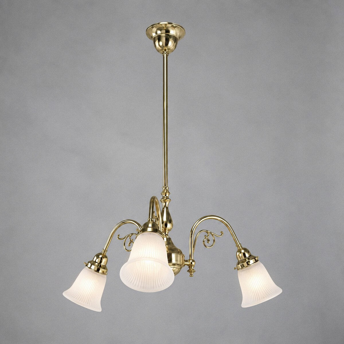 Victoriana 3 Light Pendant Light with Zipper Shade Polished Brass & Frost - 3090356