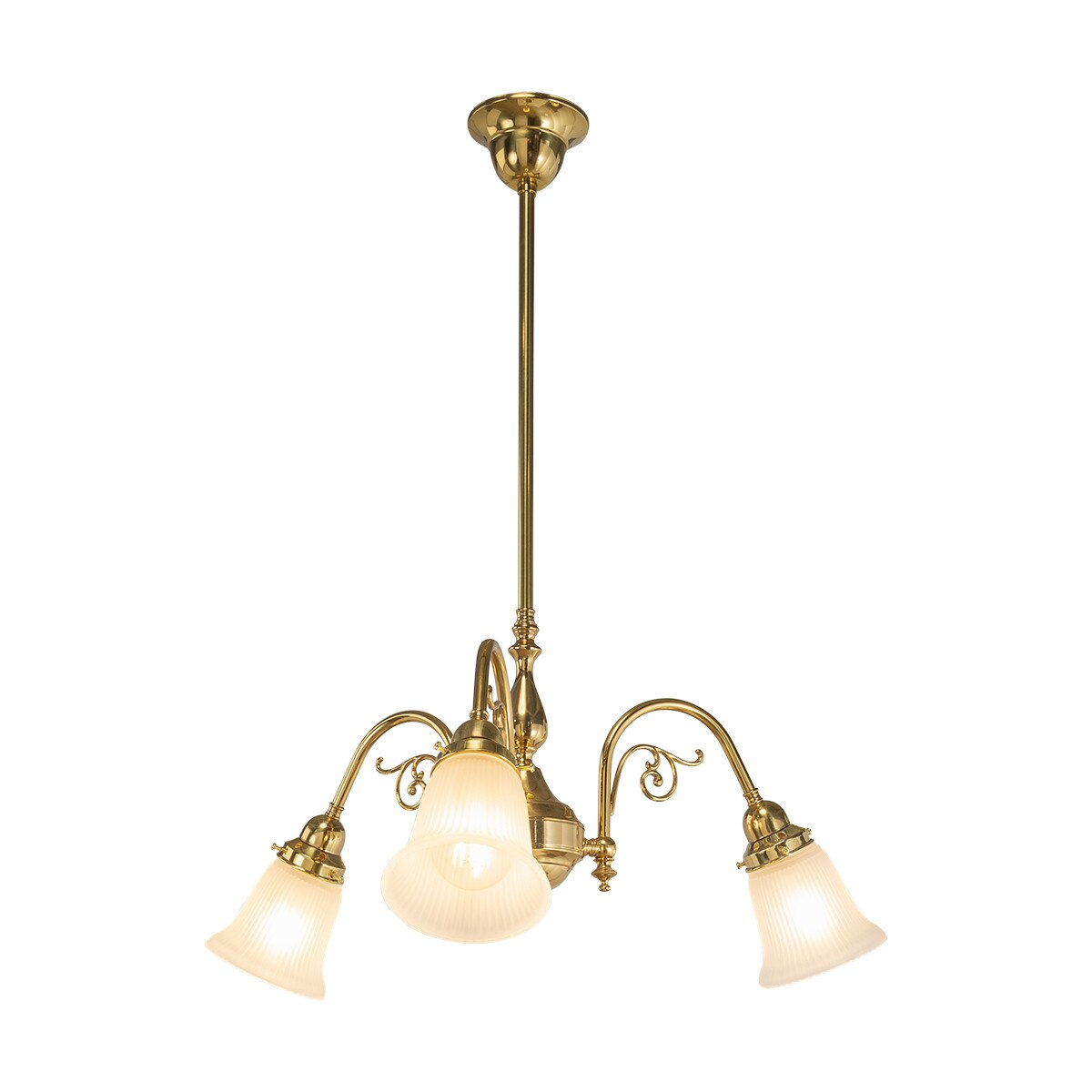 Victoriana 3 Light Pendant Light with Zipper Shade Polished Brass & Frost - 3090356