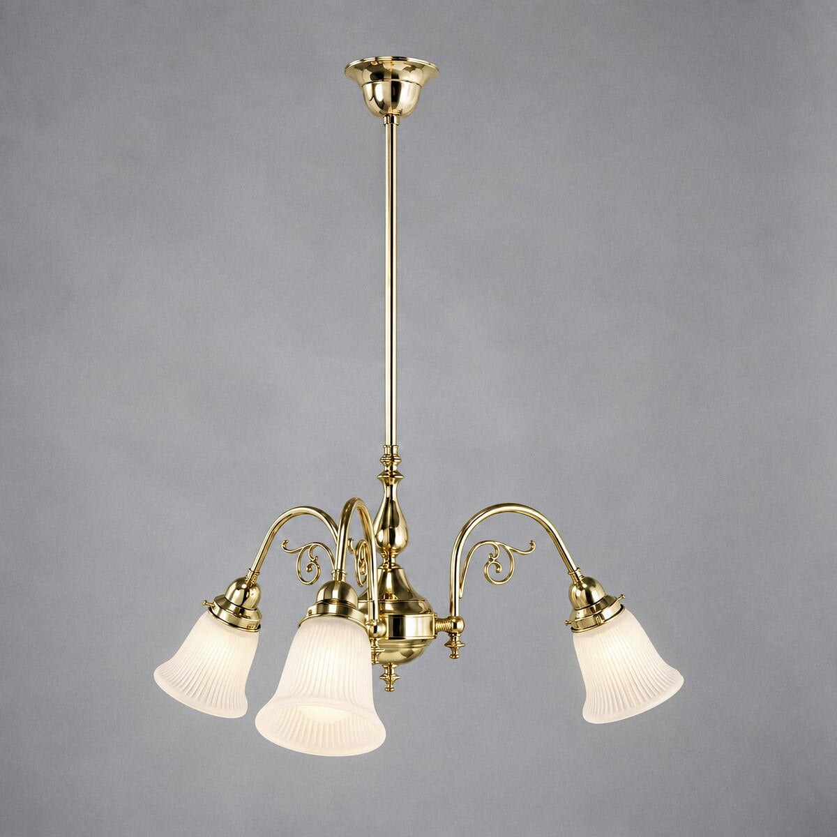 Victoriana 3 Light Pendant Light with Zipper Shade Polished Brass & Frost - 3090356