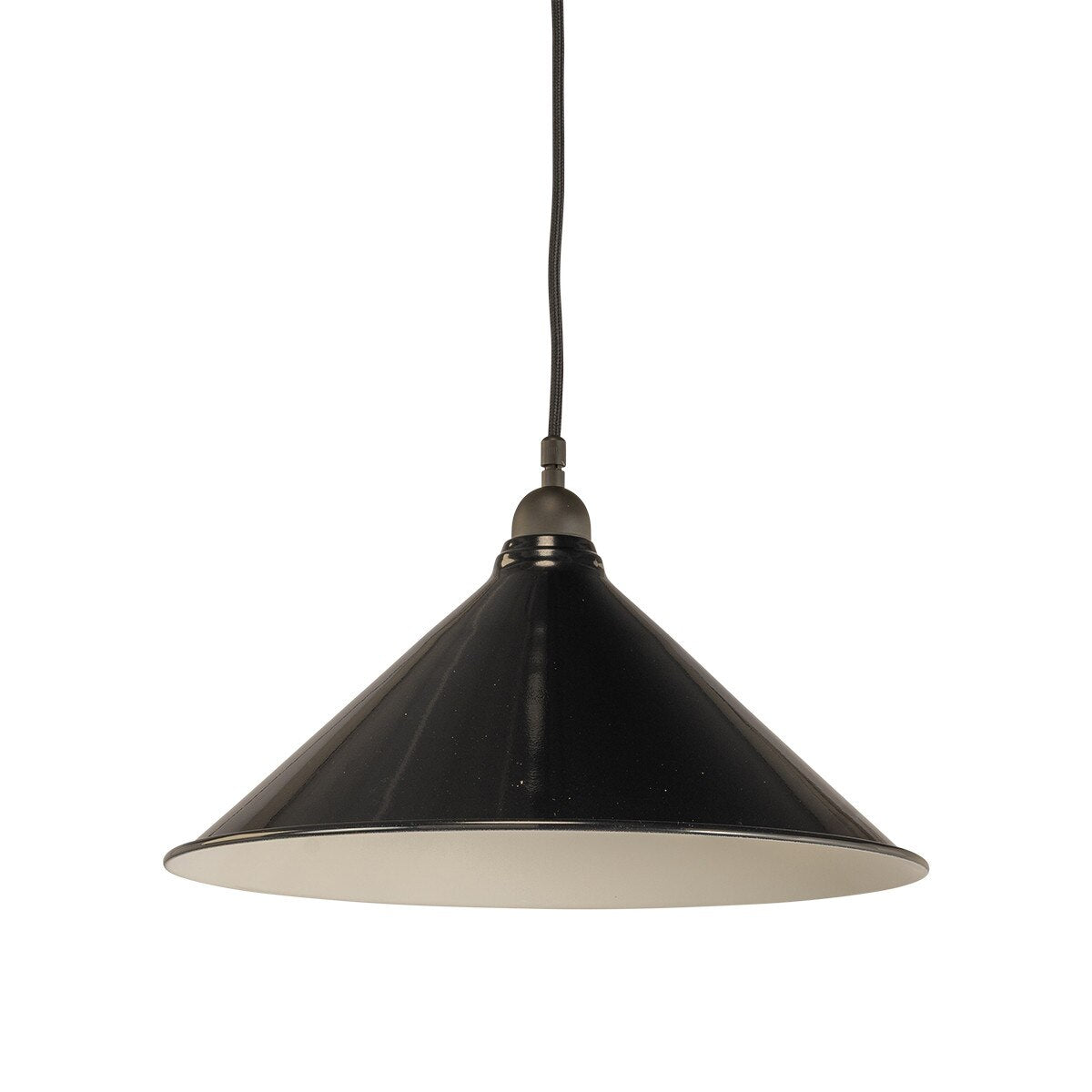 Edwardian 390mm Pendant Light on Cloth Cord Patina & Black - 3090361