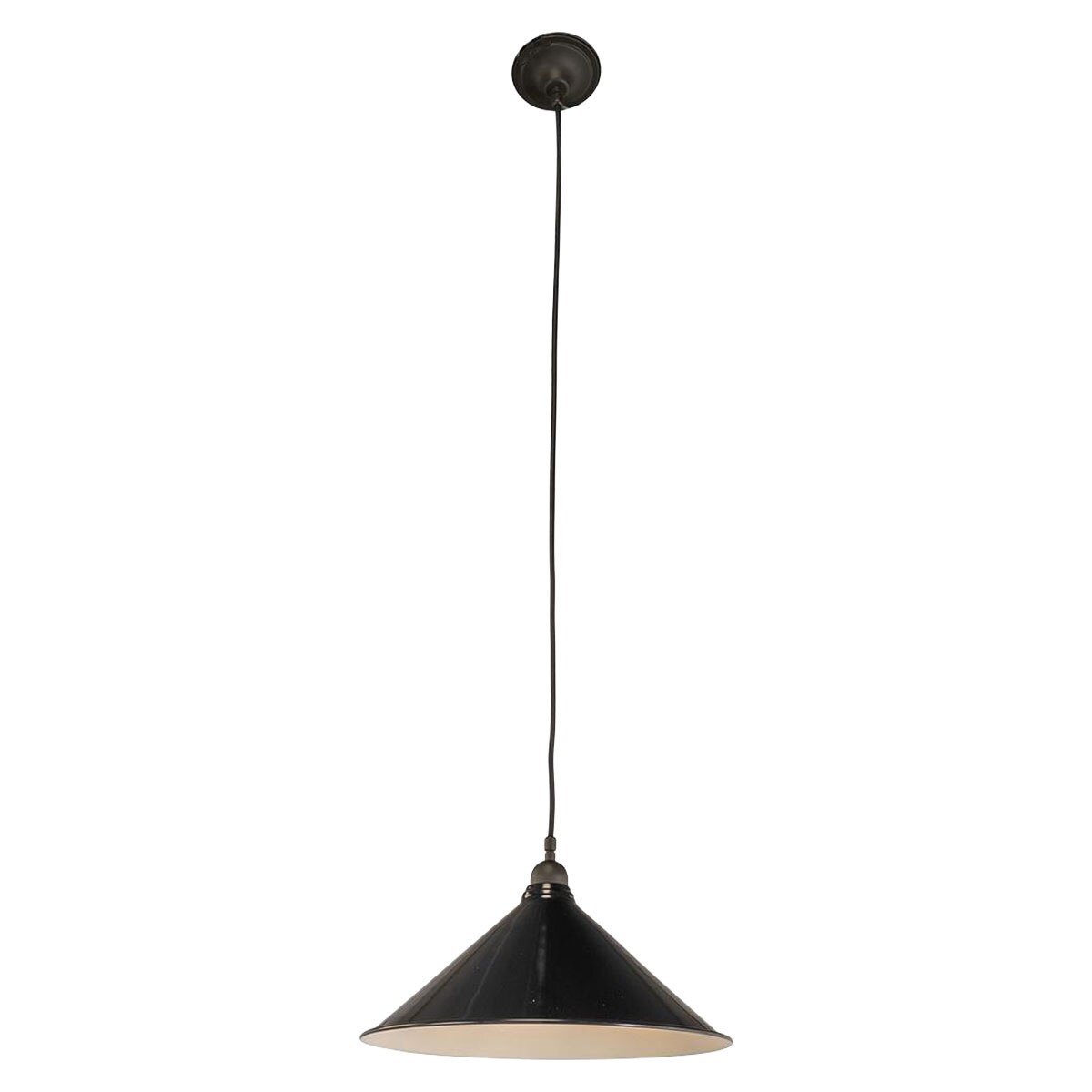 Edwardian 390mm Pendant Light on Cloth Cord Patina & Black - 3090361