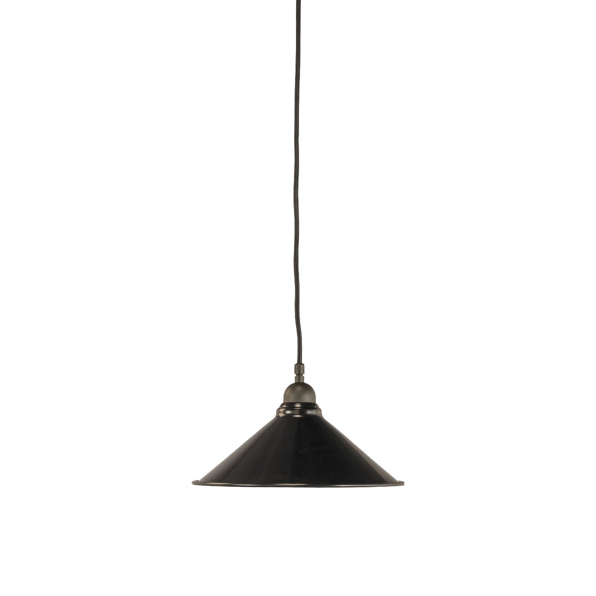 Edwardian 250mm Pendant Light on Cloth Cord Patina & Black - 3090362