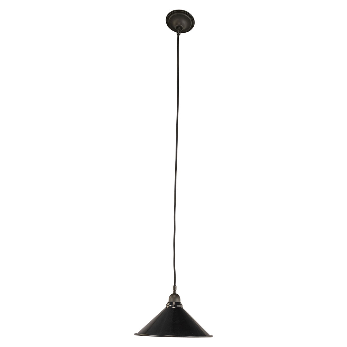Edwardian 250mm Pendant Light on Cloth Cord Patina & Black - 3090362