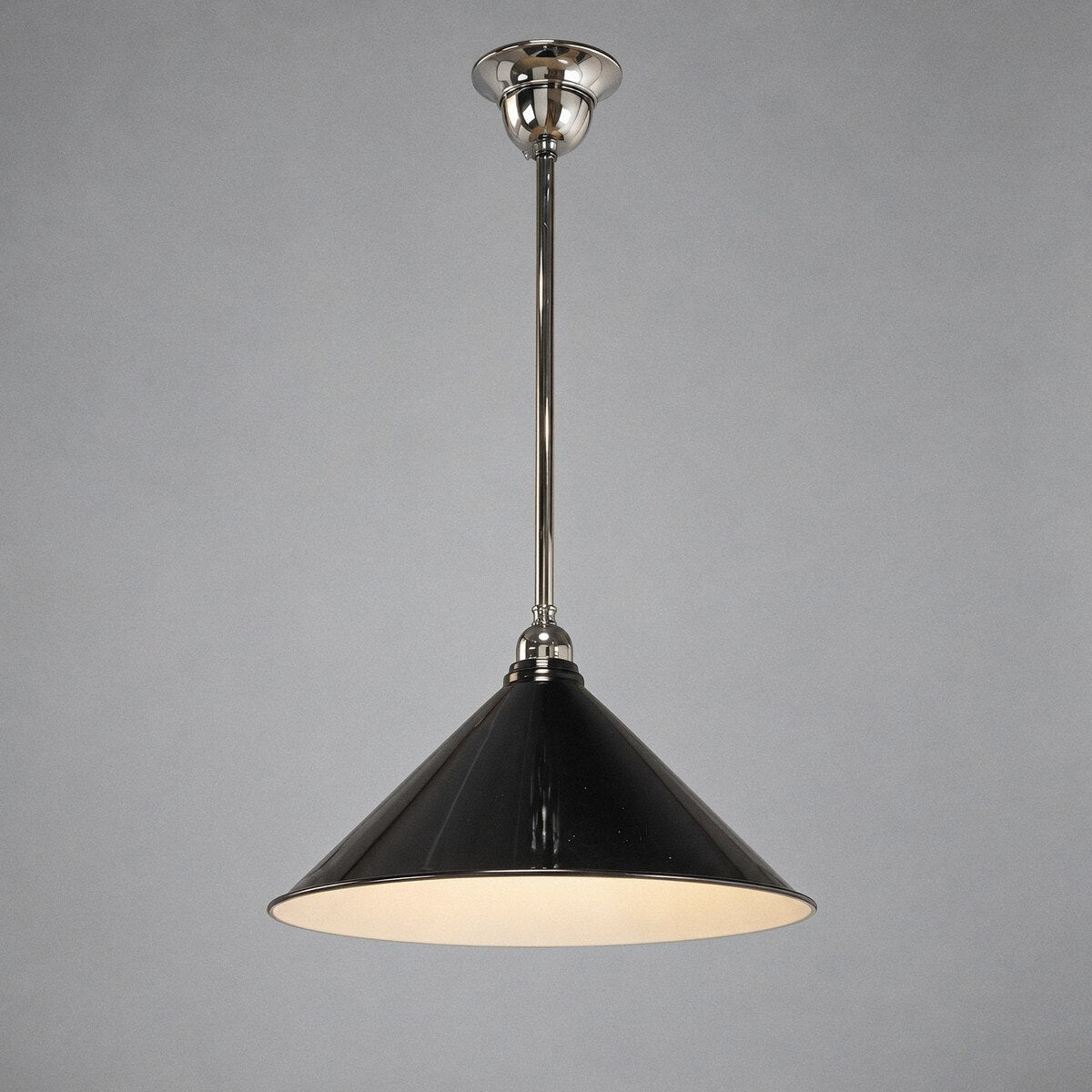 Edwardian 390mm Pendant Light on Rod Set 1/2" Chrome & Black - 3090363