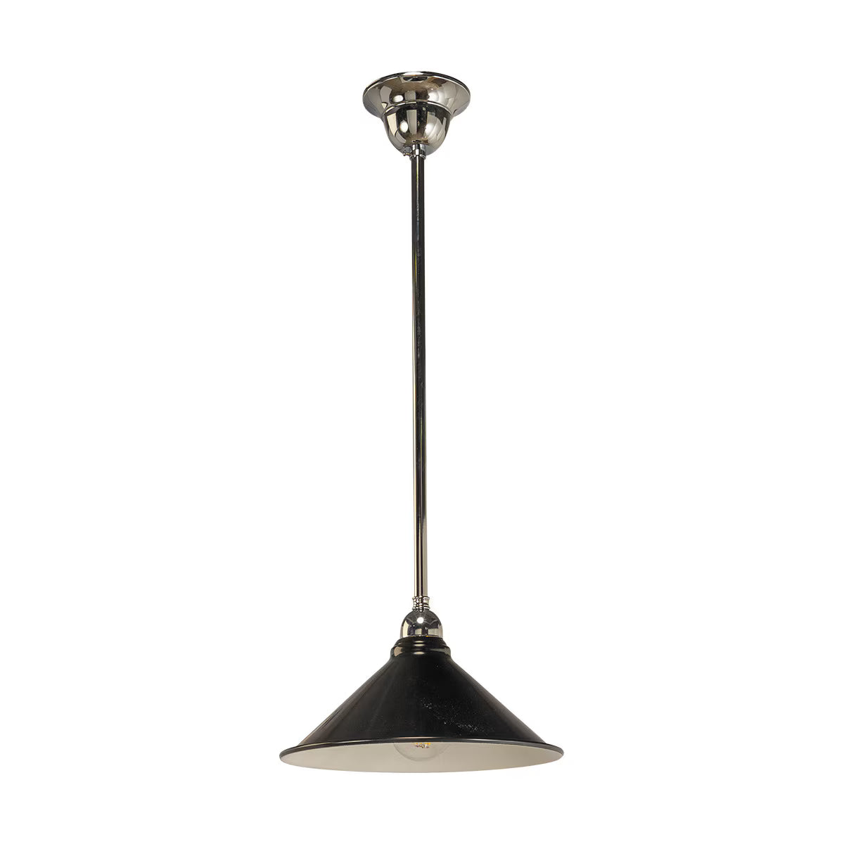 Edwardian 250mm Pendant Light on Rod Set 1/2" Chrome & Black - 3090364