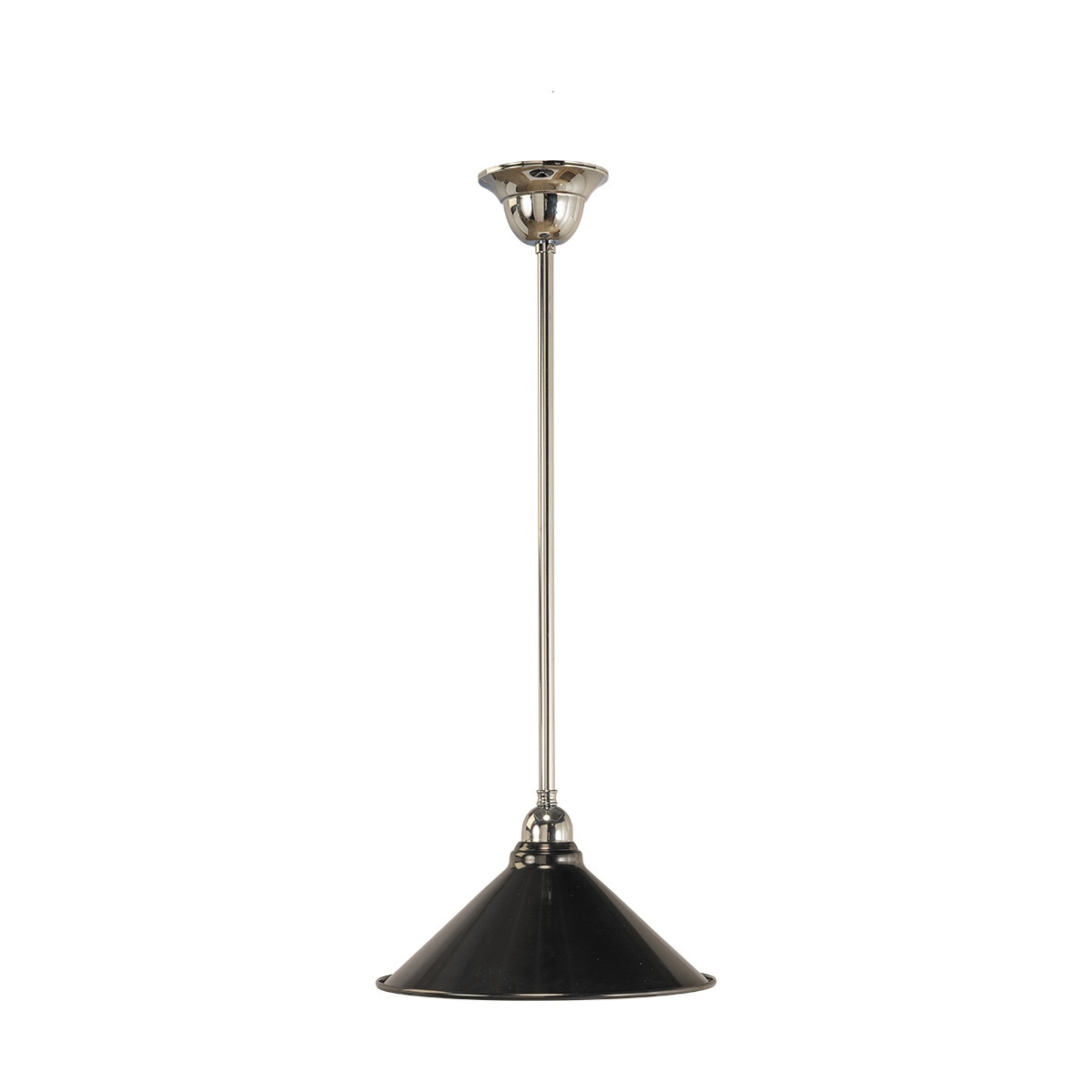 Edwardian 390mm Pendant Light on Cloth Cord Chrome & Black - 3090365