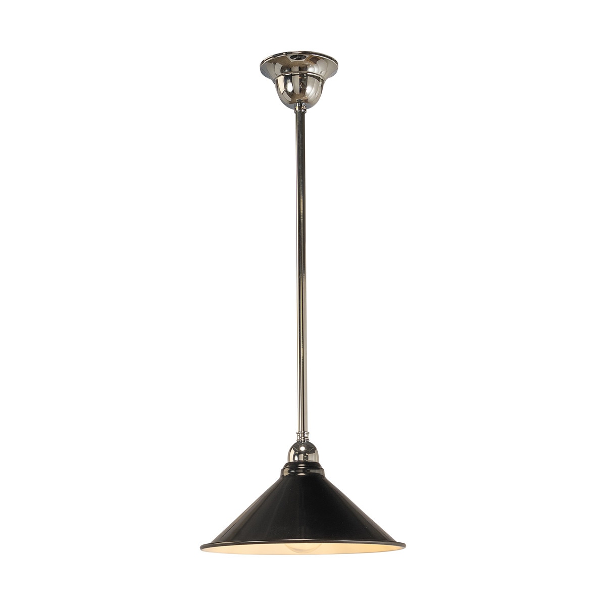 Edwardian 390mm Pendant Light on Cloth Cord Chrome & Black - 3090365