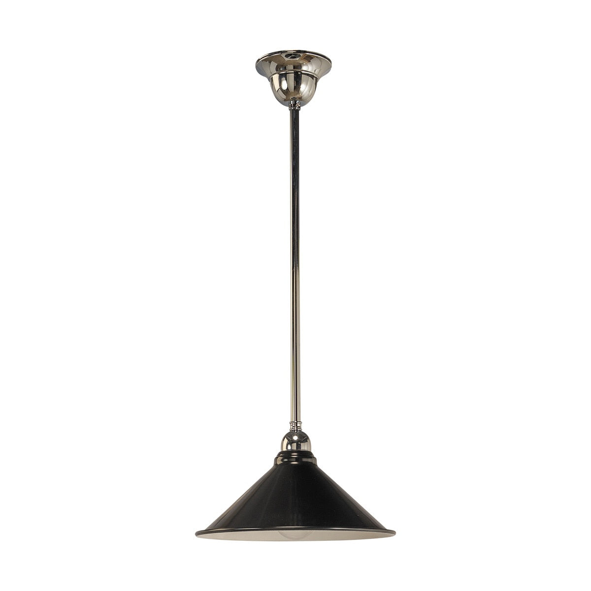 Edwardian 390mm Pendant Light on Cloth Cord Chrome & Black - 3090365