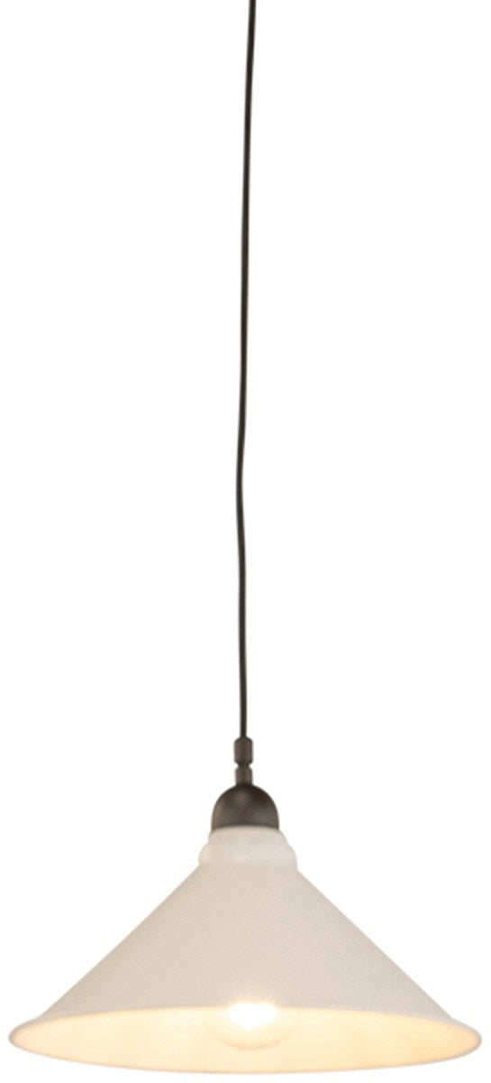 Edwardian 250mm Pendant Light on Cloth Cord Patina & White - 3090370