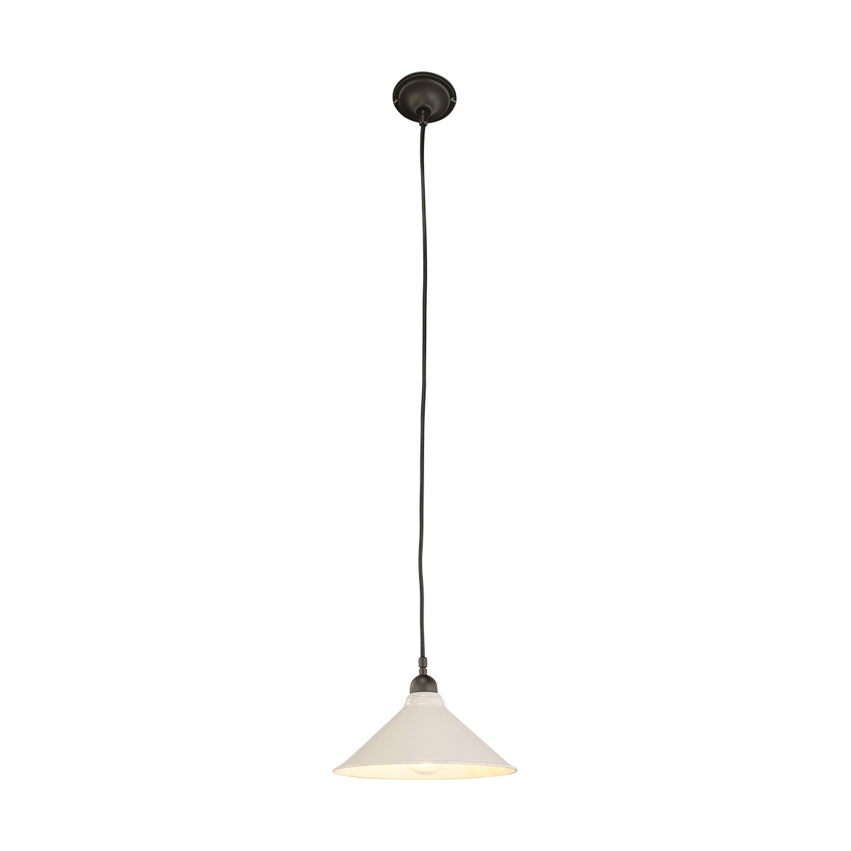 Edwardian 250mm Pendant Light on Cloth Cord Patina & White - 3090370