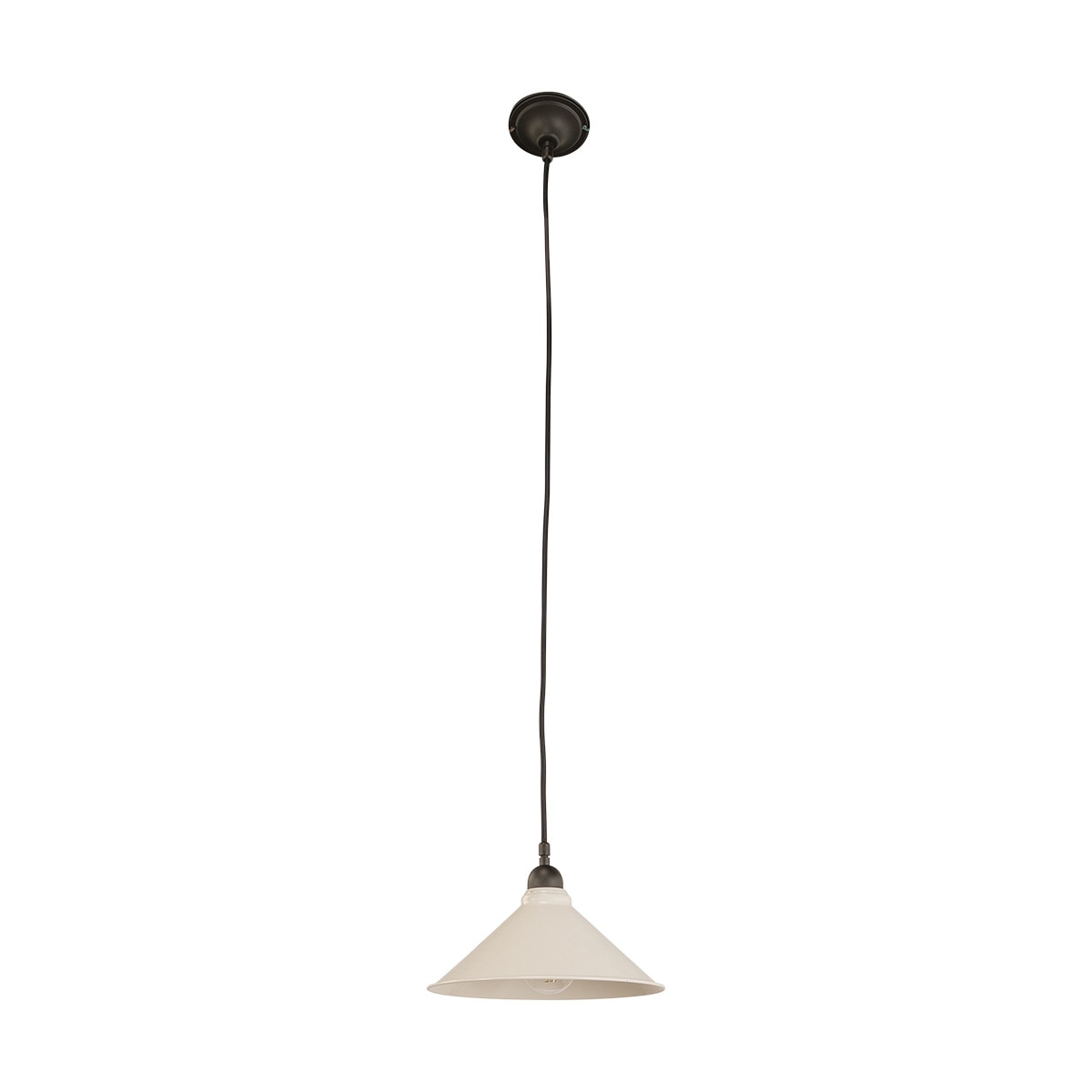 Edwardian 250mm Pendant Light on Cloth Cord Patina & White - 3090370