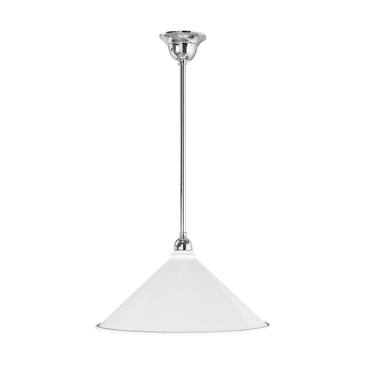 Edwardian 390mm Pendant Light on Rod Set 1/2" Chrome & White - 3090371