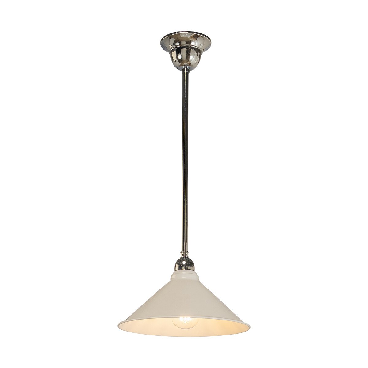 Edwardian 250mm Pendant Light on Rod Set 1/2" Chrome & White - 3090372