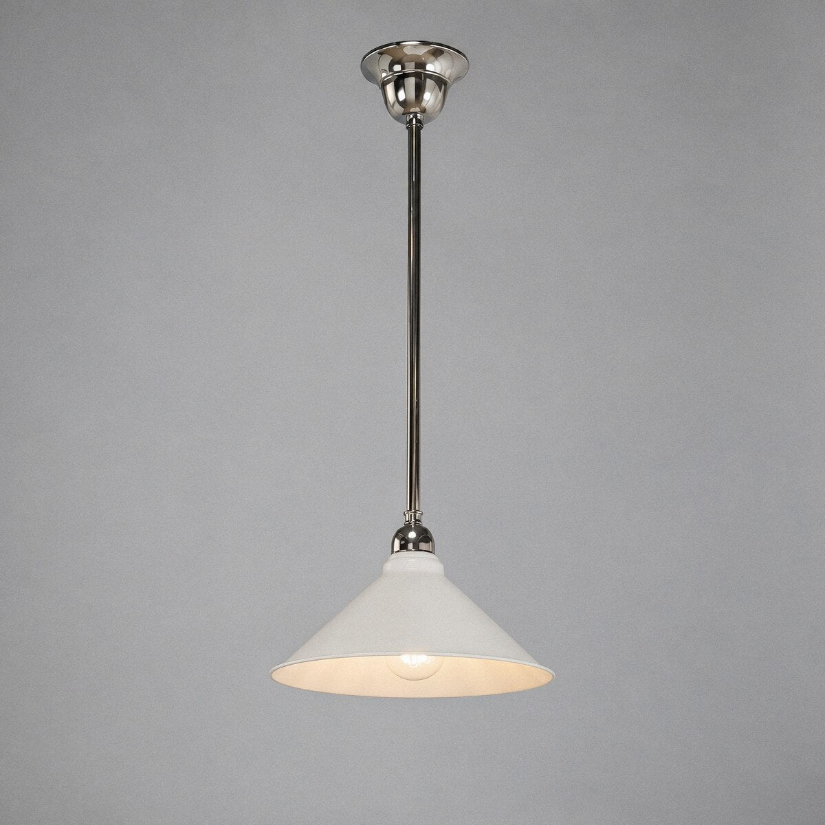 Edwardian 250mm Pendant Light on Rod Set 1/2" Chrome & White - 3090372