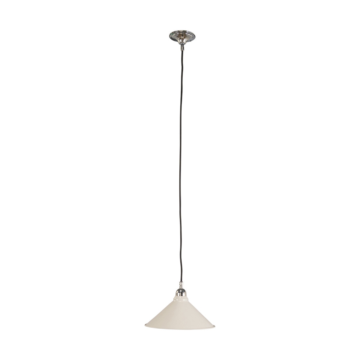 Edwardian 250mm Pendant Light on Cloth Cord Chrome & White - 3090374
