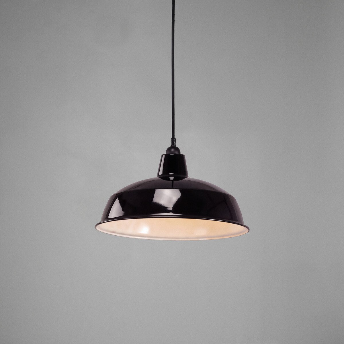 Warehouse 420mm Pendant Light on Cloth Cord Patina & Black - 3090377