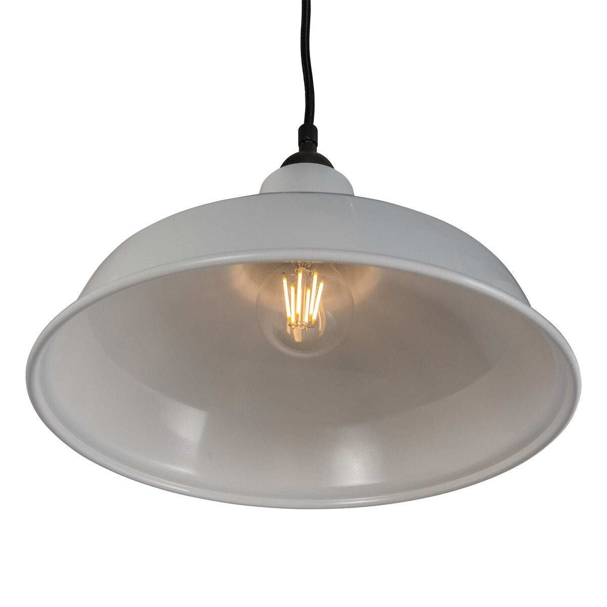 Warehouse 300mm Pendant Light on Cloth Cord Patina & Black - 3090378