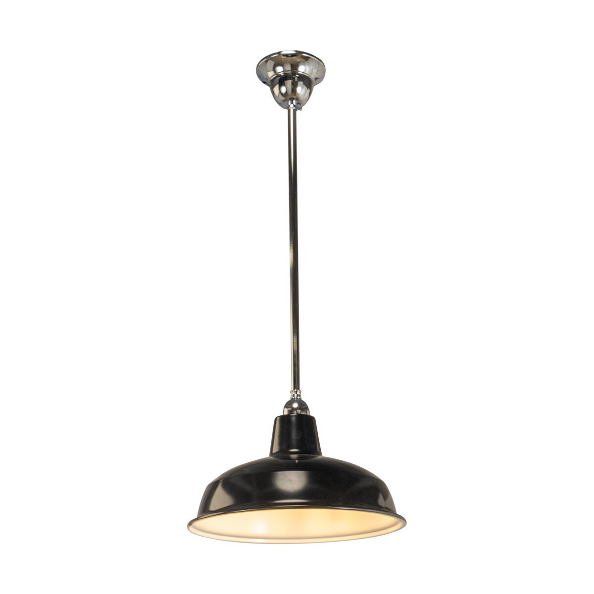 Warehouse 300mm Pendant Light on Rod Set 1/2" Chrome & Black - 3090380