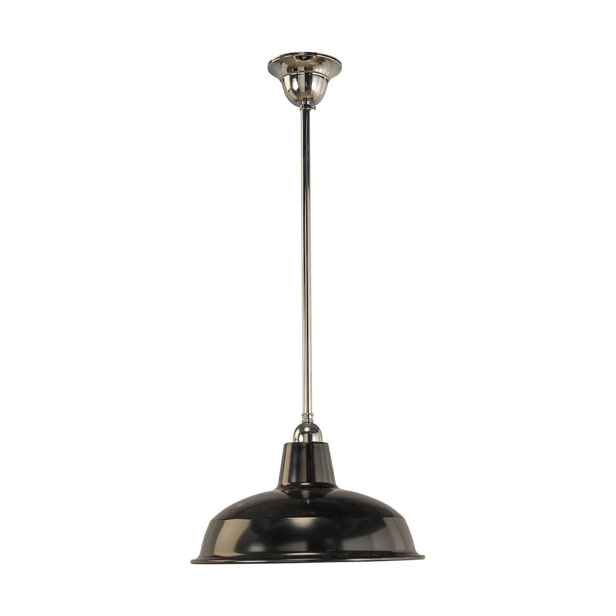 Warehouse 300mm Pendant Light on Rod Set 1/2" Chrome & Black - 3090380