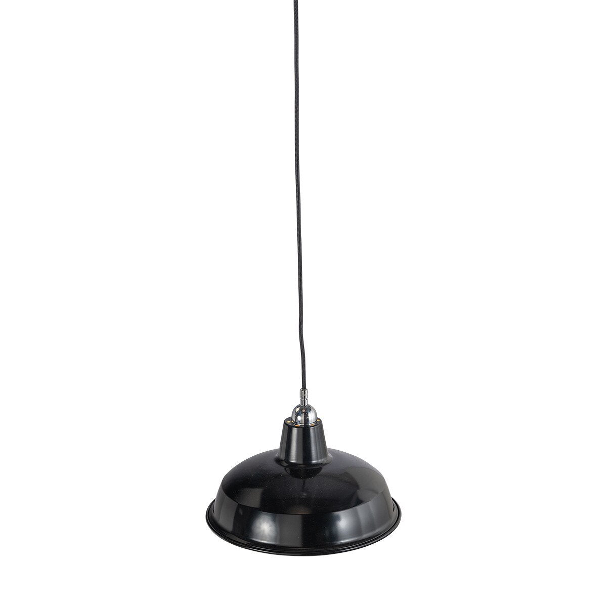 Warehouse 300mm Pendant Light on Cloth Cord Chrome & Black - 3090382
