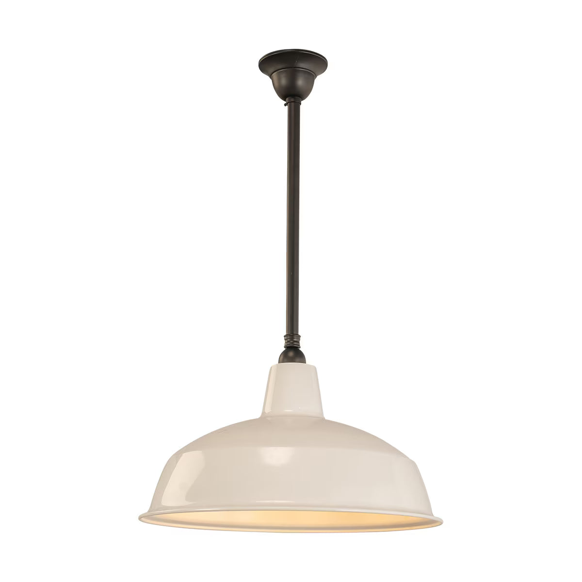 Warehouse 420mm Pendant Light on Rod Set 3/4" Patina & White - 3090383