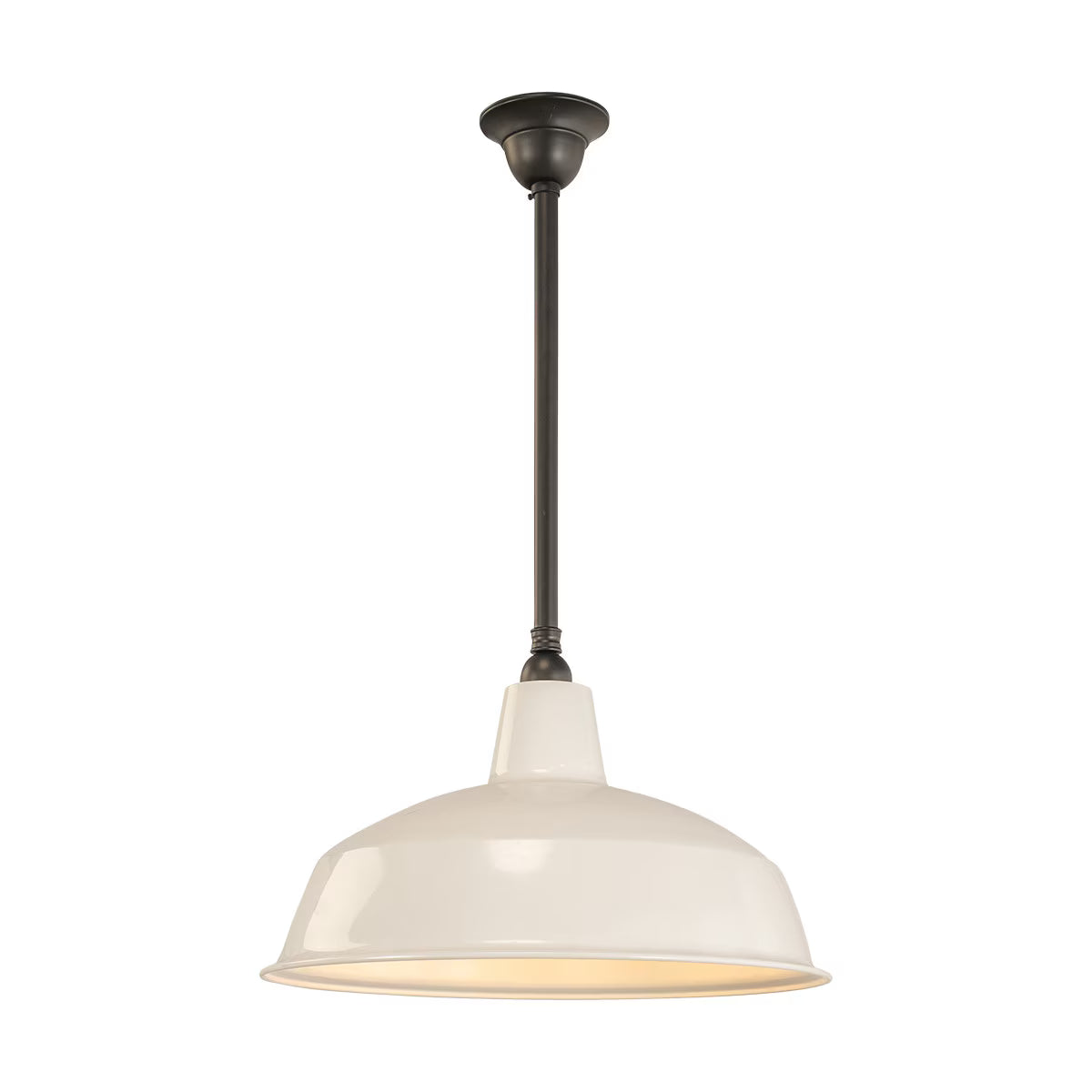 Warehouse 420mm Pendant Light on Rod Set 3/4" Patina & White - 3090383