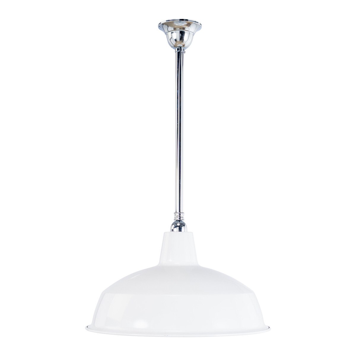 Warehouse 420mm Pendant Light on Rod Set 3/4" Chrome & White - 3090387