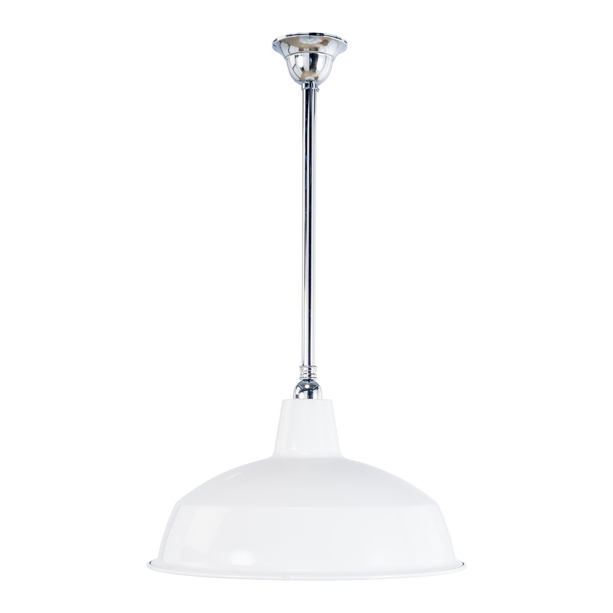 Warehouse 420mm Pendant Light on Rod Set 3/4" Chrome & White - 3090387