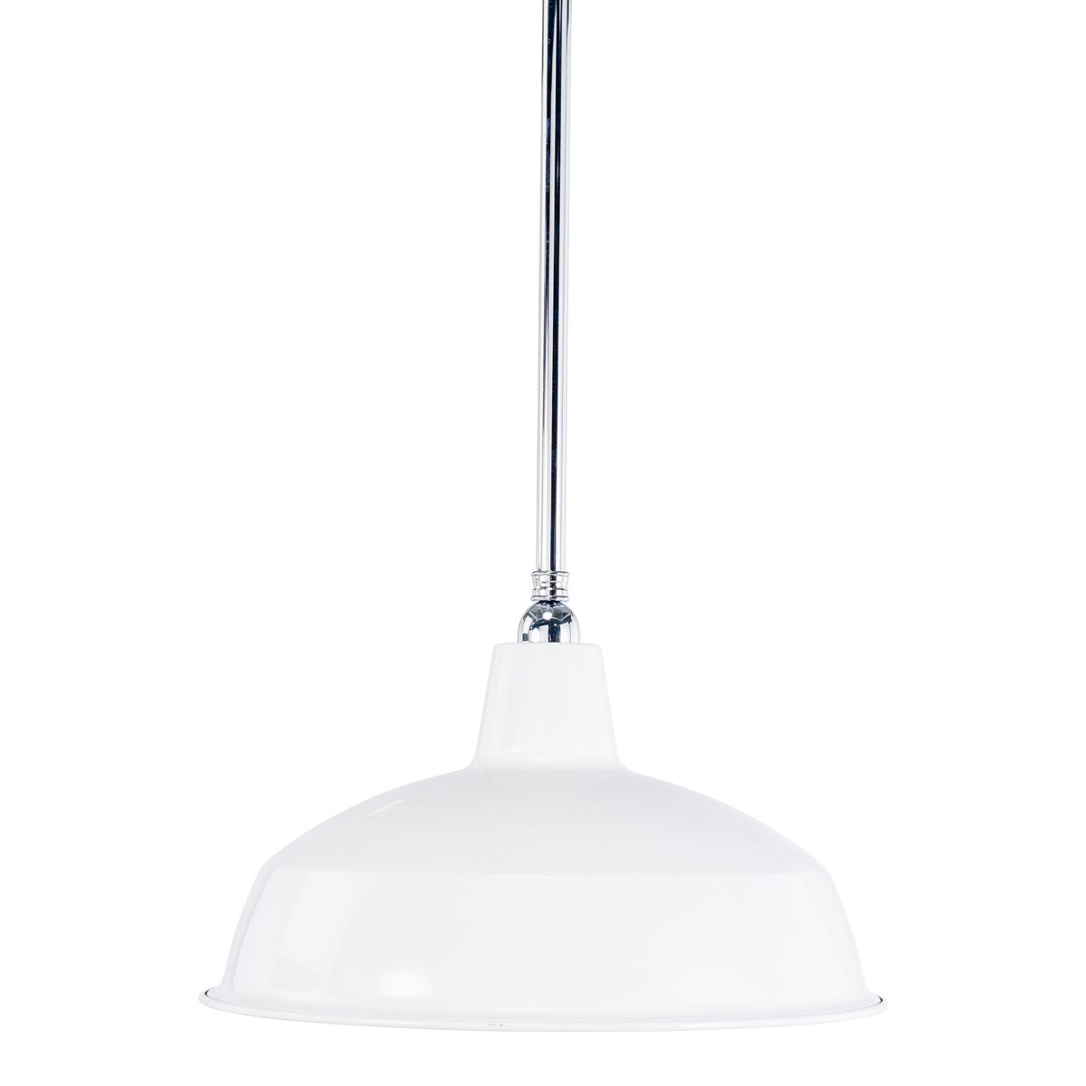 Warehouse 420mm Pendant Light on Rod Set 3/4" Chrome & White - 3090387
