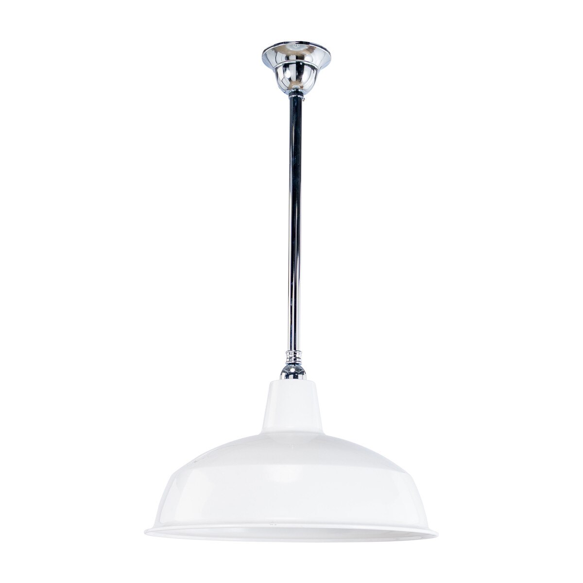 Warehouse 420mm Pendant Light on Rod Set 3/4" Chrome & White - 3090387