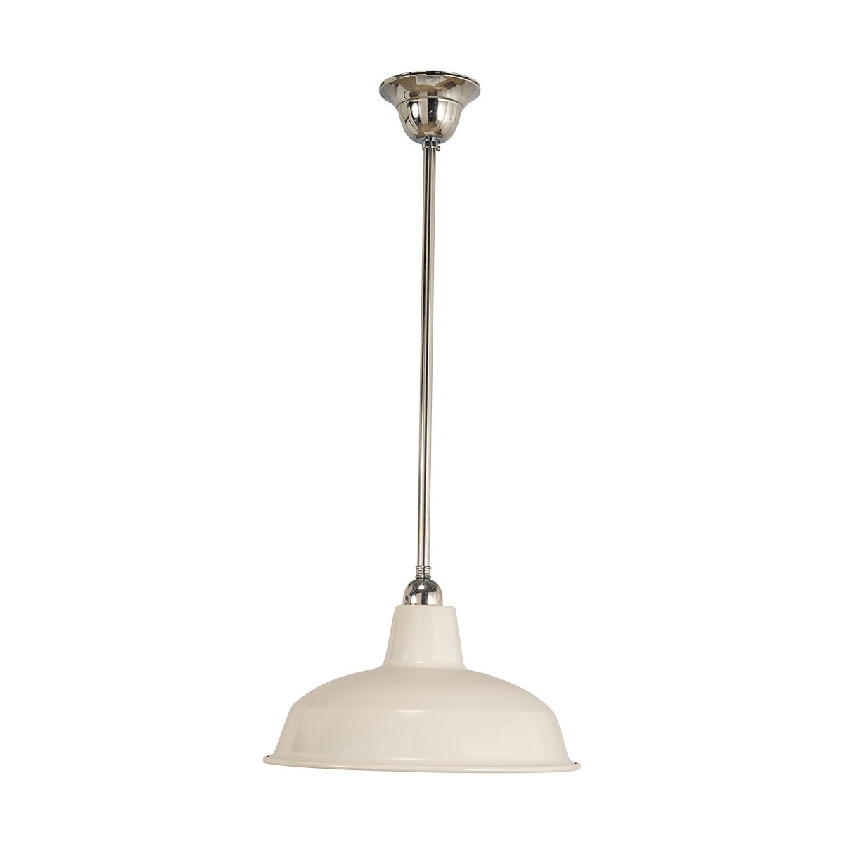 Warehouse 300mm Pendant Light on Rod Set 1/2" Chrome & White - 3090388