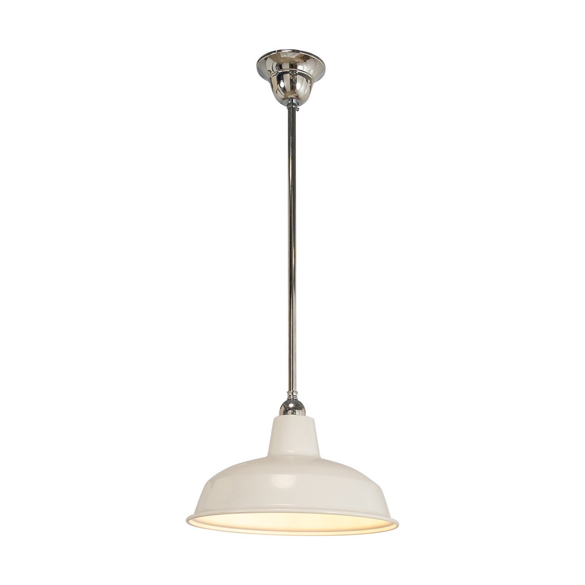Warehouse 300mm Pendant Light on Rod Set 1/2" Chrome & White - 3090388