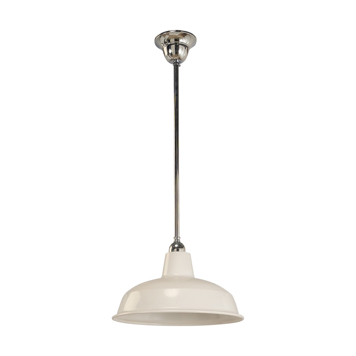 Warehouse 300mm Pendant Light on Rod Set 1/2" Chrome & White - 3090388