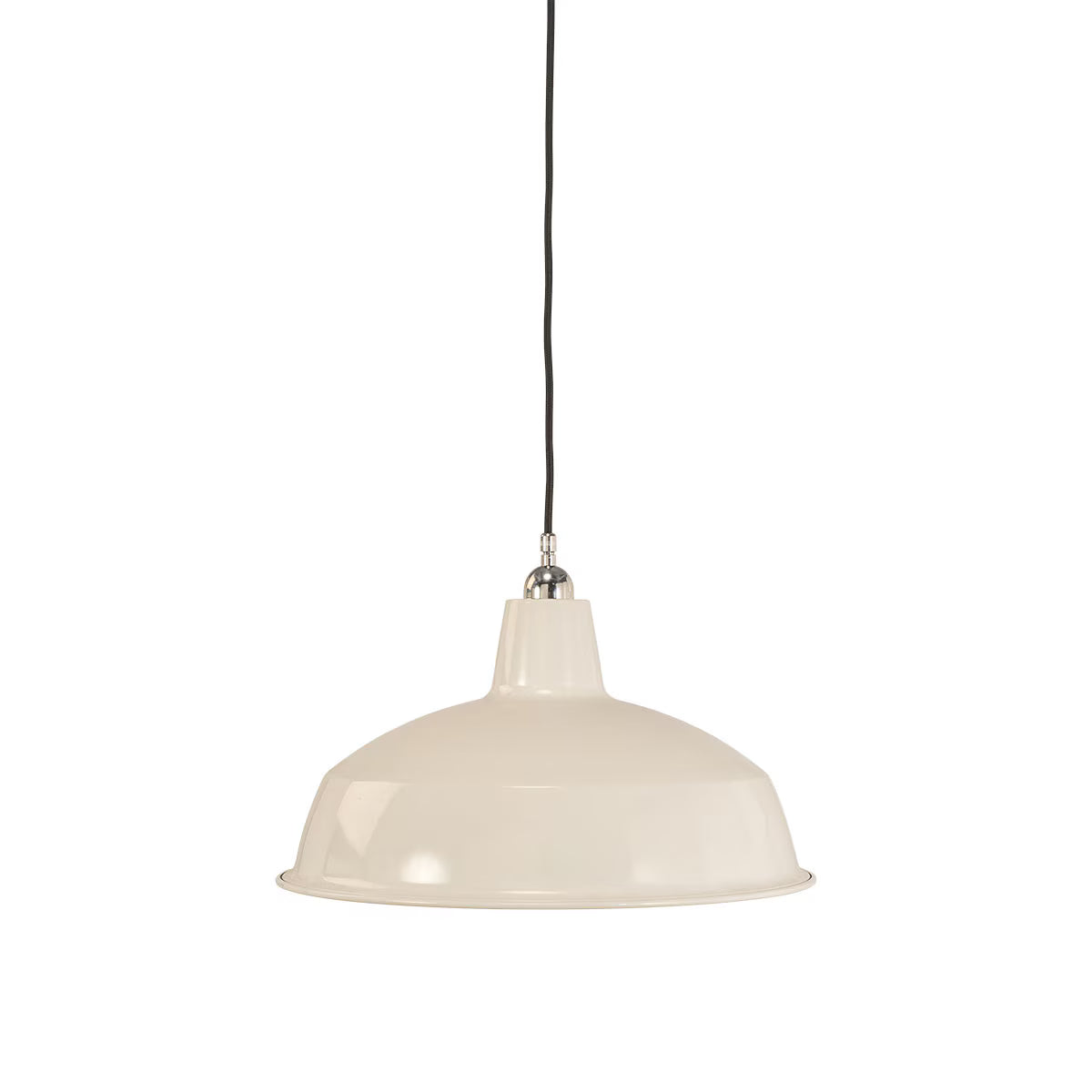 Warehouse 420mm Pendant Light on Cloth Cord Chrome & White - 3090389