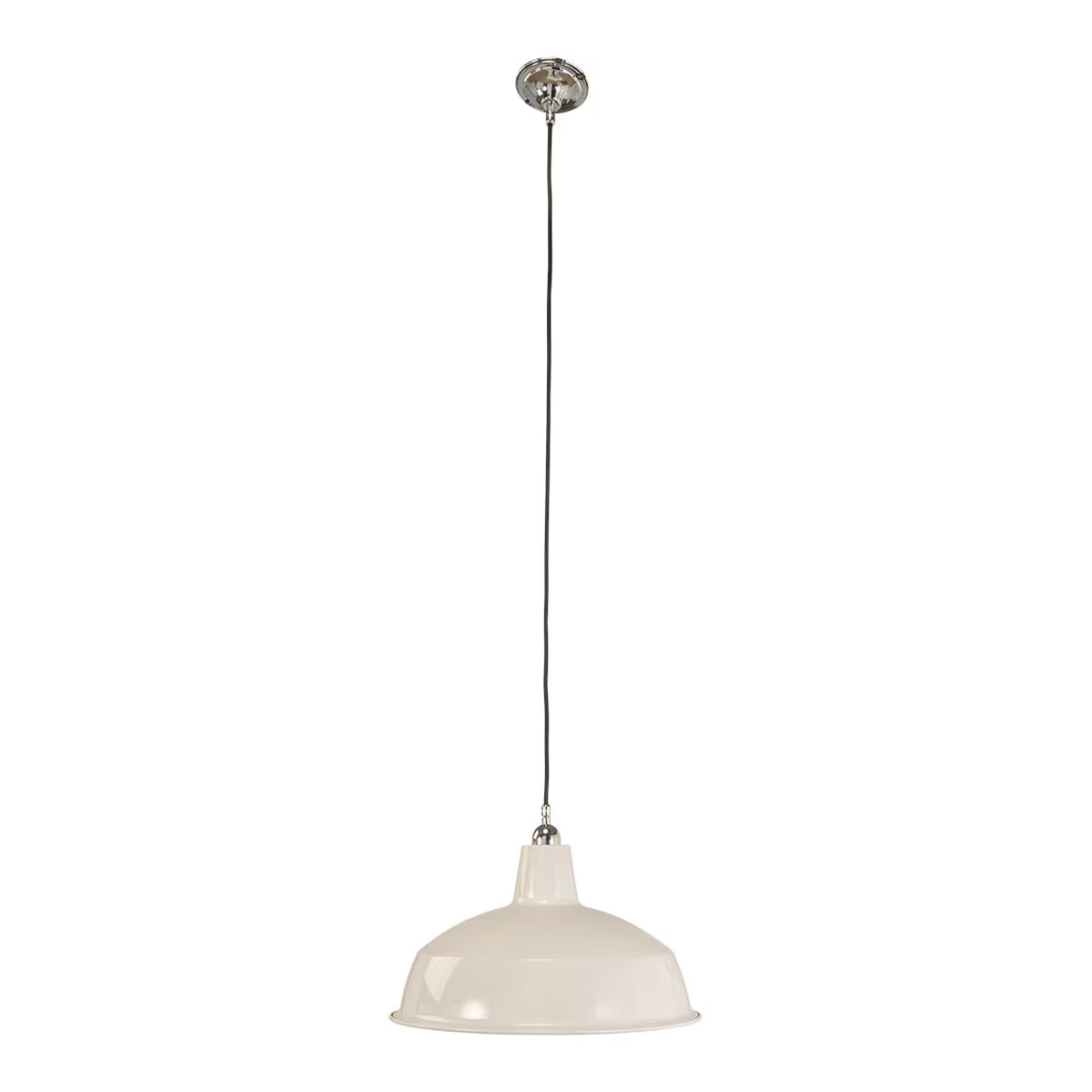 Warehouse 420mm Pendant Light on Cloth Cord Chrome & White - 3090389