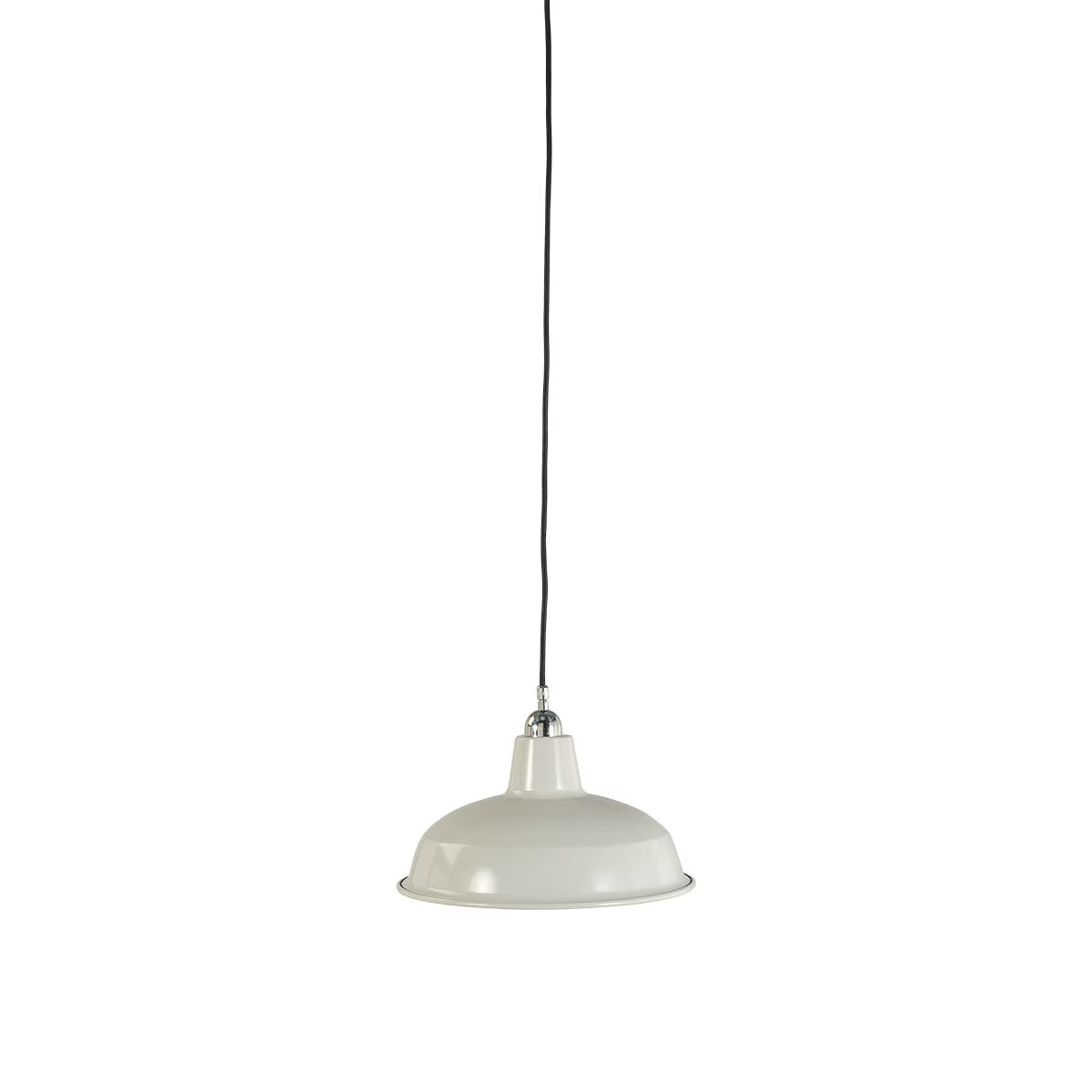 Warehouse 300mm Pendant Light on Cloth Cord Chrome & White - 3090390