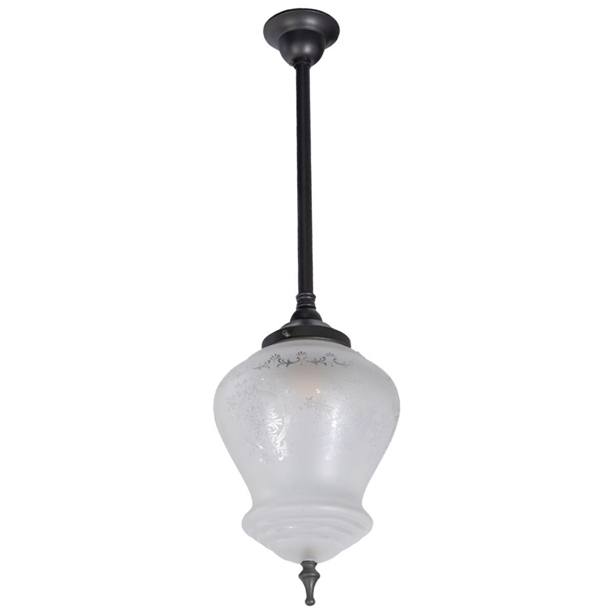 Cambridge Large Pendant Light 3/4" X 1/2 Rod Patina & Frost Etched - 3090395
