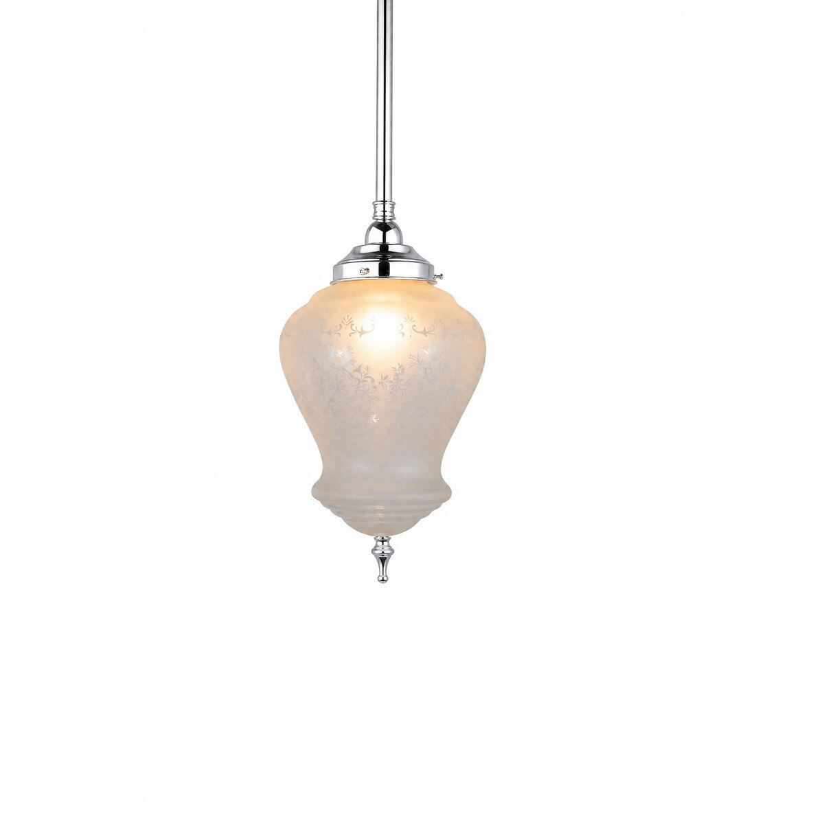 Cambridge Large Pendant Light 3/4" X 1/2 Rod Chrome & Frost Etched - 3090396