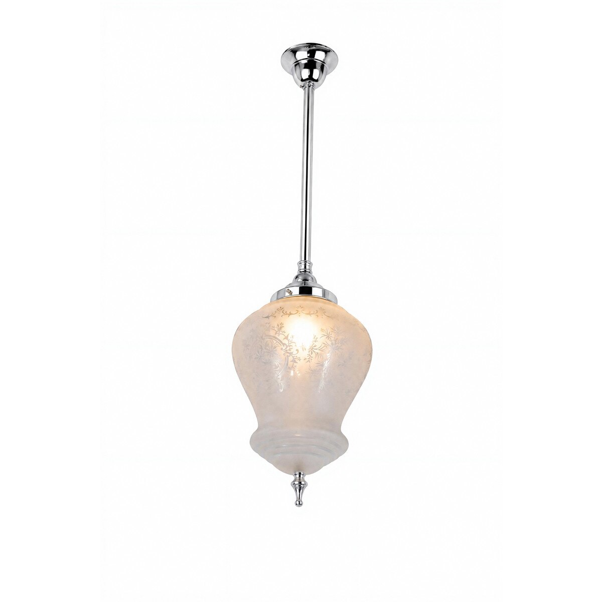 Cambridge Large Pendant Light 3/4" X 1/2 Rod Chrome & Frost Etched - 3090396