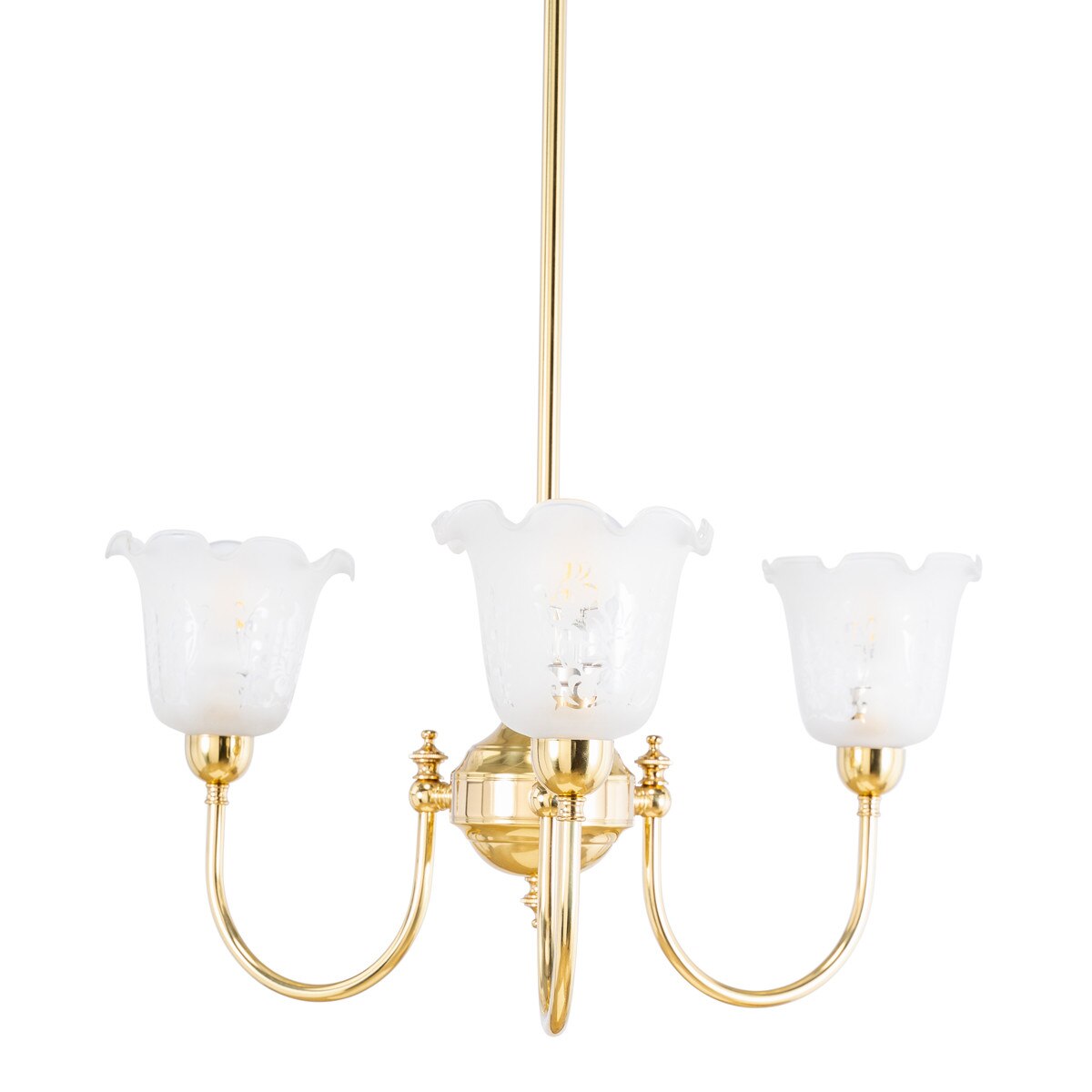 Luke 3 Light Pendant Light with Shades Arms Up Polished Brass & Frost Etched - 3090403