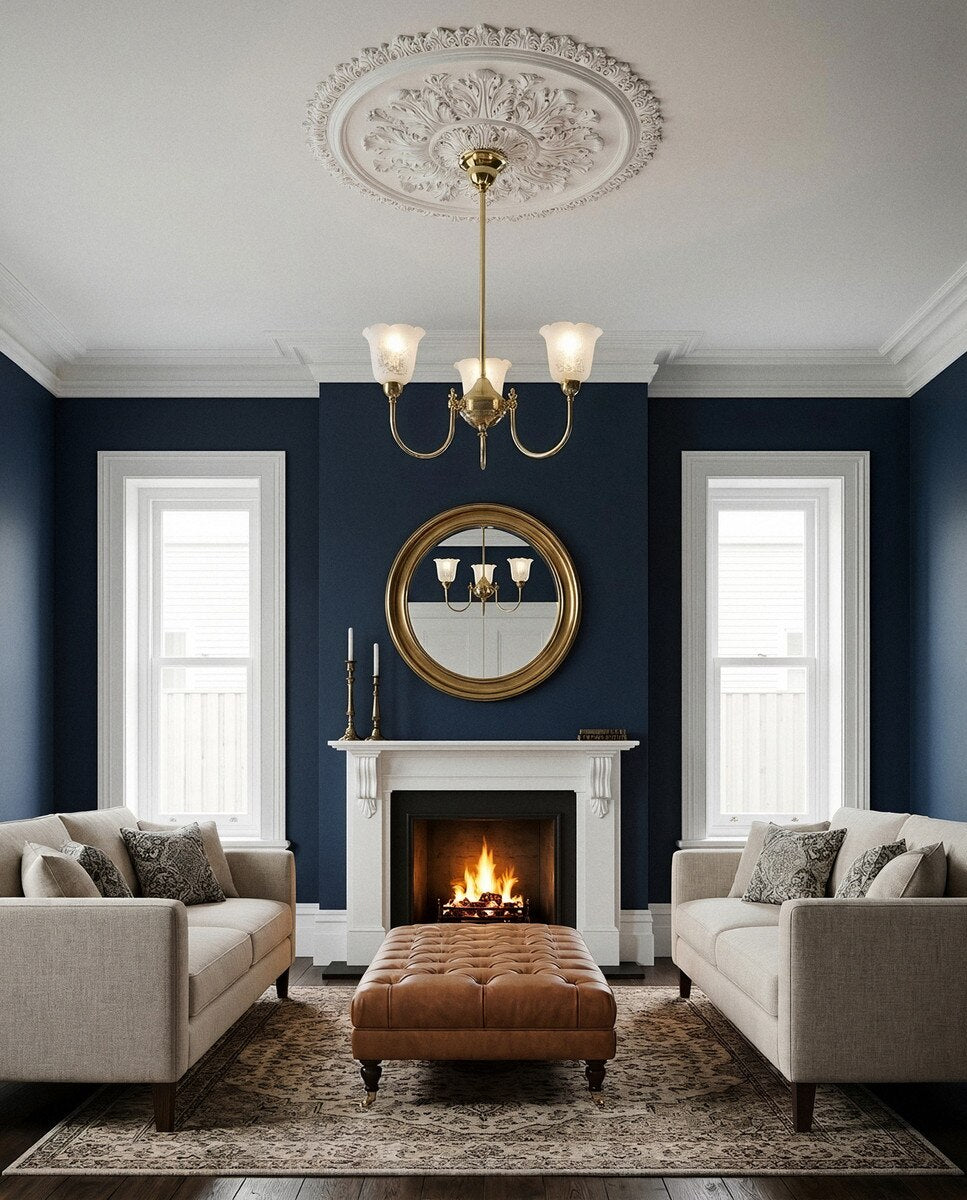 Luke 3 Light Pendant Light with Shades Arms Up Polished Brass & Frost Etched - 3090403