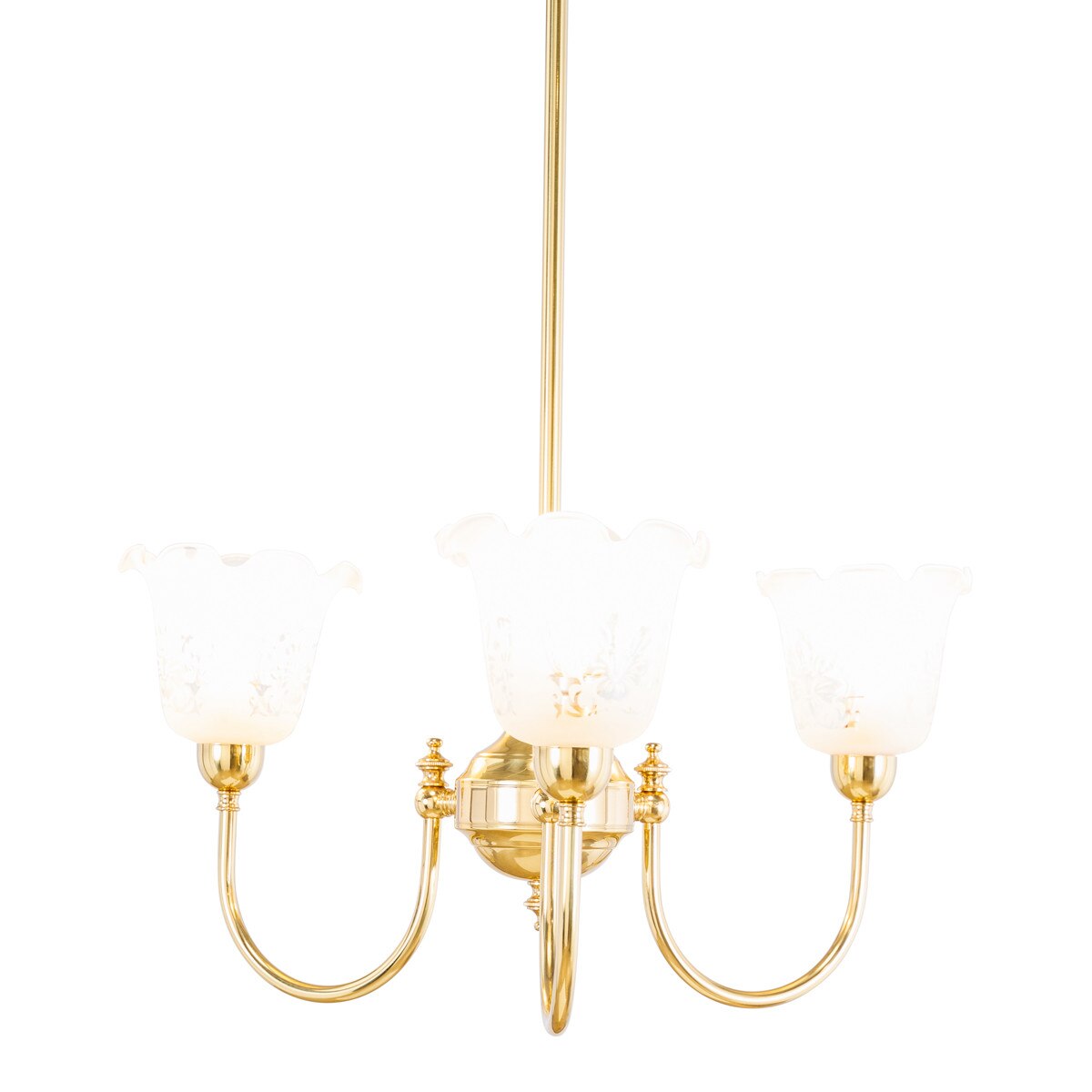 Luke 3 Light Pendant Light with Shades Arms Up Polished Brass & Frost Etched - 3090403