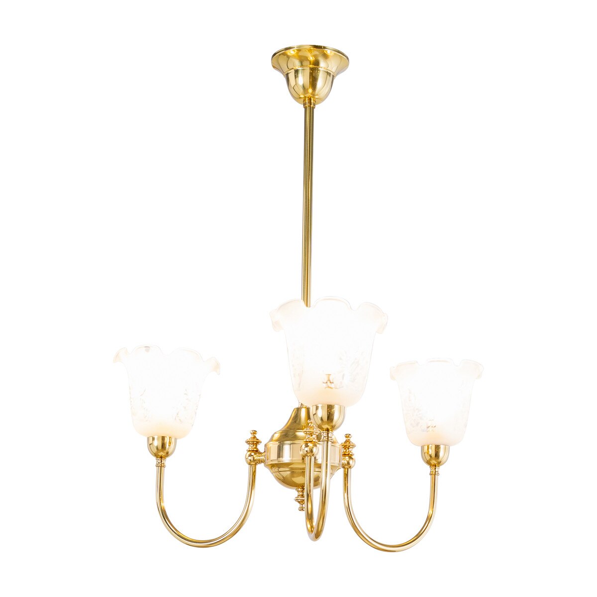 Luke 3 Light Pendant Light with Shades Arms Up Polished Brass & Frost Etched - 3090403